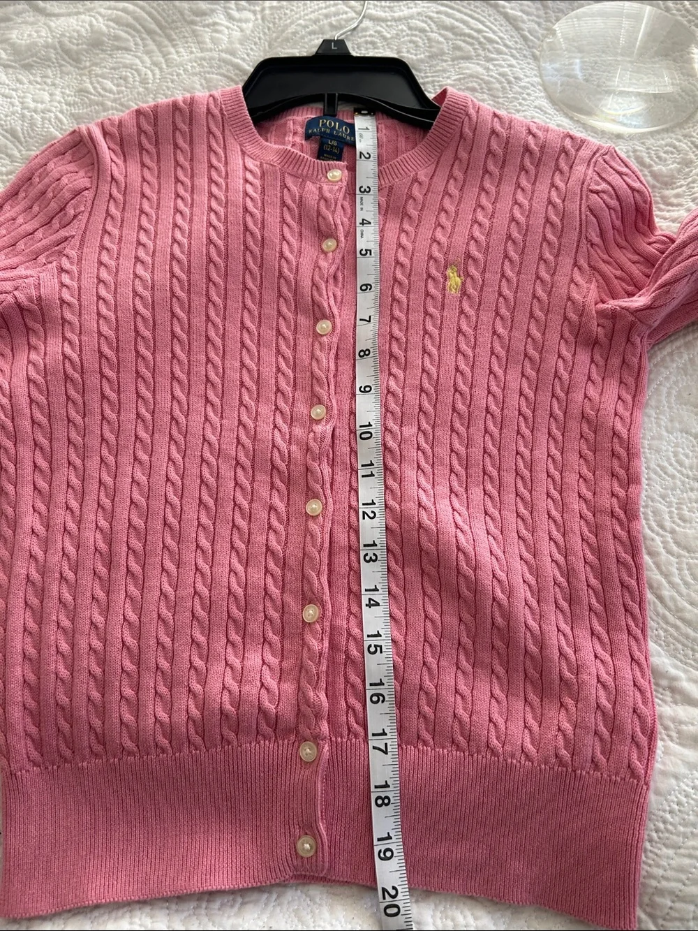 Ralph Lauren Pink Cable-Knit Button Cardigan